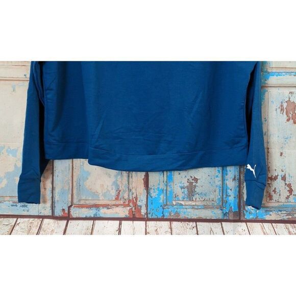 Puma Womens Size 2X Digi Blue Relaxed Fit Long Sleeve Modern Sports Hoodie - Picture 2 of 13